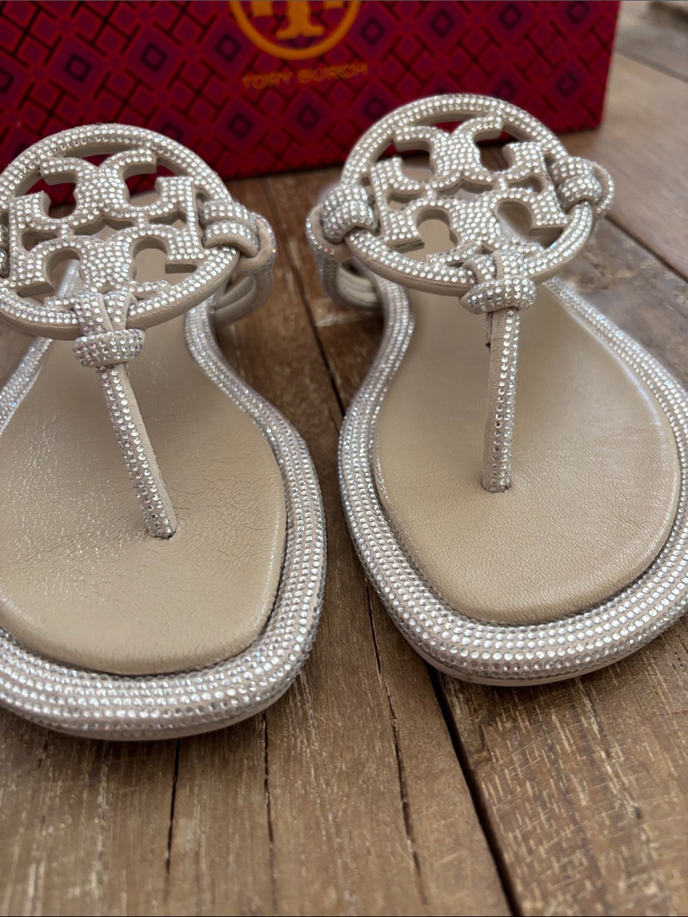 Tory Burch Miller Knotted Pave Embellished Crystal/Suede w/dustbag NIB - Picture 3 of 14